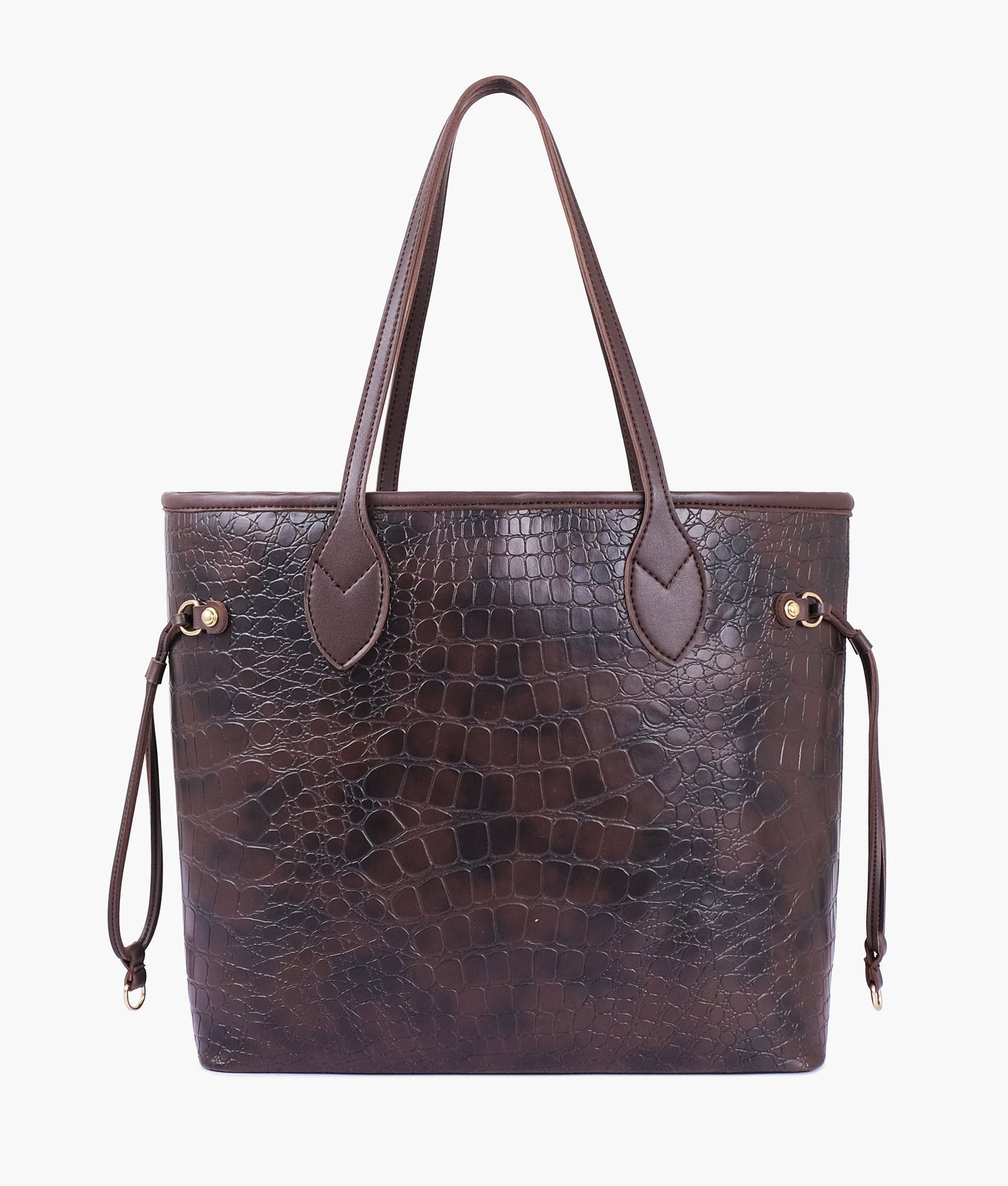 Dark brown crocodile neverfull tote bag