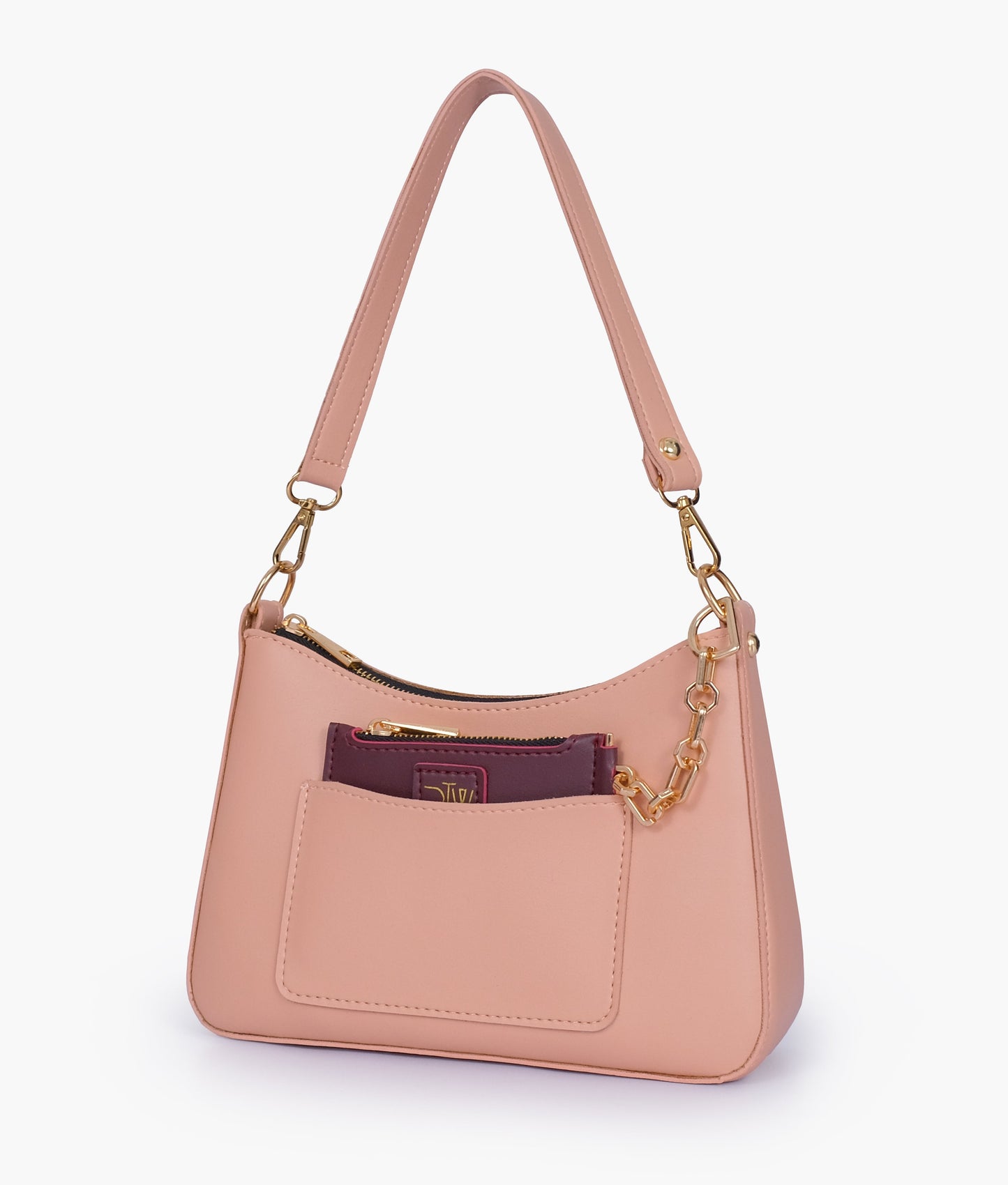 Peach hobo evening bag