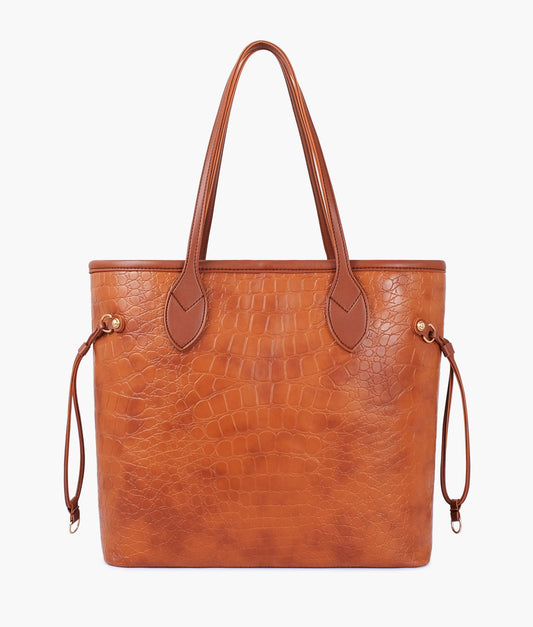 Brown crocodile neverfull tote bag