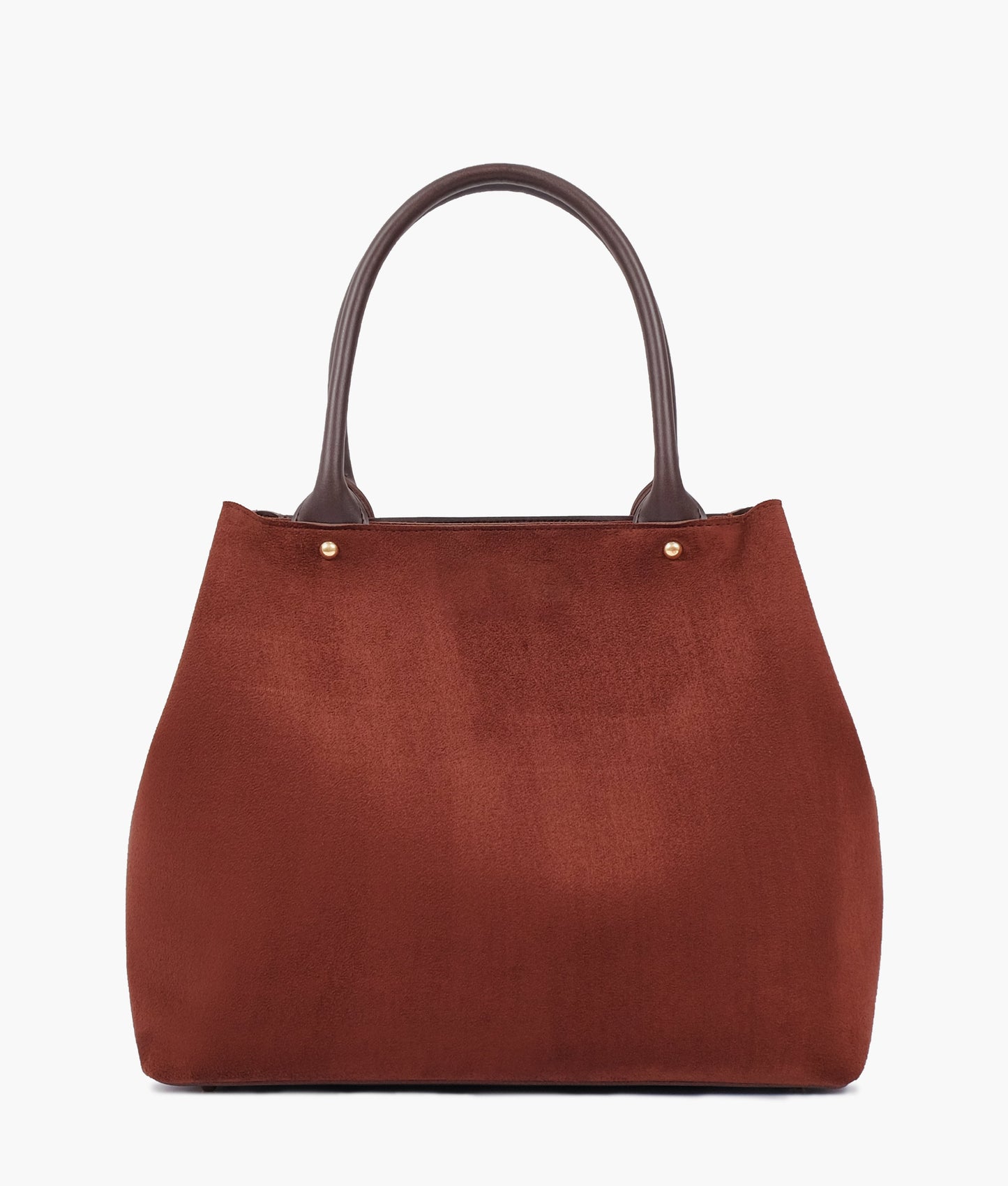 Dark brown suede zipper tote bag