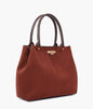 Dark brown suede zipper tote bag