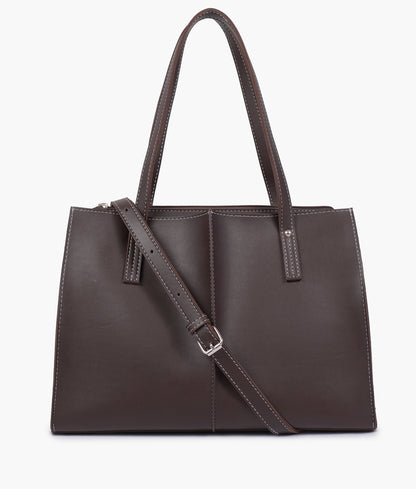 Dark brown work tote bag