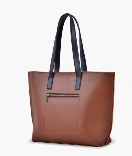 Horse brown with black long handle tote bag