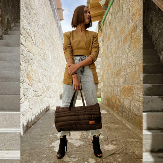 Brown Puffer Duffle Bag